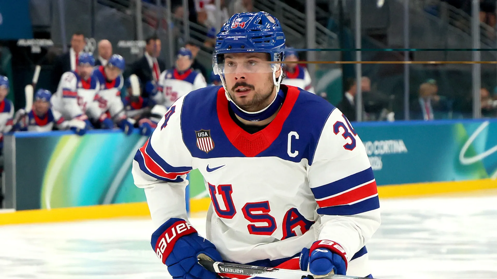 Auston Matthews #34 of Team USA