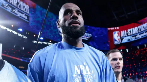 LeBron James #23 of the Los Angeles Lakers and Team USA Stripes.