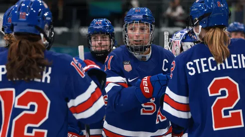 Hilary Knight of Team United States during the 2026 Winter Olympic games.