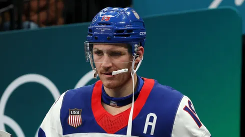 Matthew Tkachuk of Team USA prior to a game