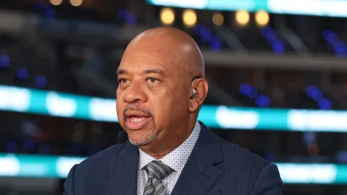 Michael Wilbon reports before Game 3 of the 2024 NBA Finals on June 12 in Dallas.
