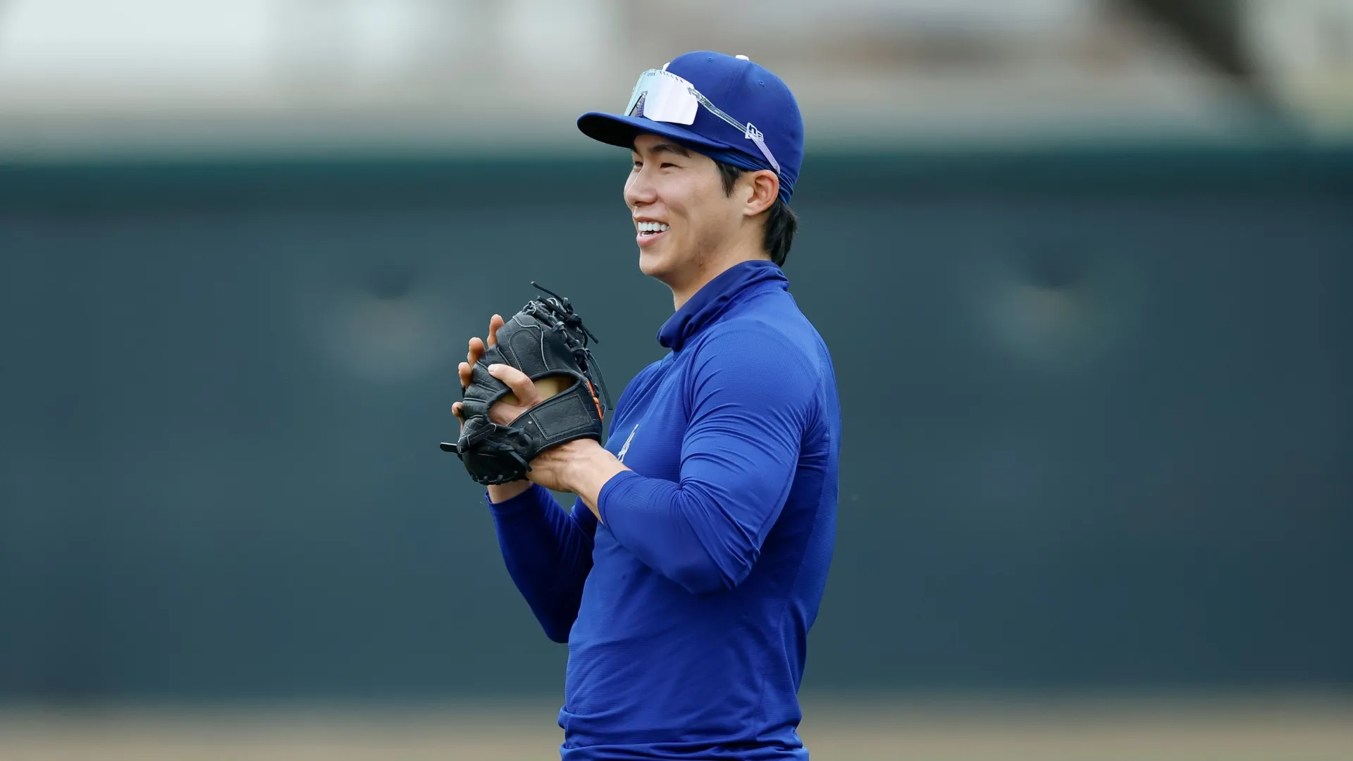 Hyeseong Kim looks on