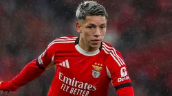 Gianluca Prestianni of SL Benfica runs with the ball.