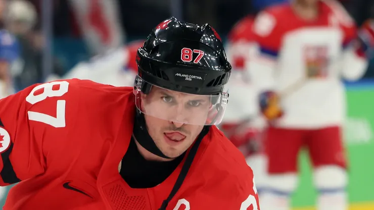 Sidney Crosby with Team Canada during 2026 Winter Olympics