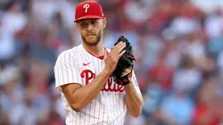 Zack Wheeler #45 of the Philadelphia Phillies celebrates.