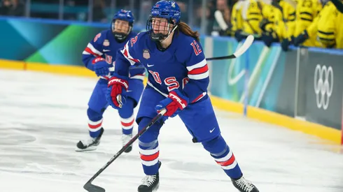 Kelly Pannek #12 of Team United States during the 2026 Winter Olympic games.