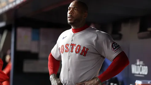 Aroldis Chapman #44 of the Boston Red Sox during the American League Wild Card Series in 2025.