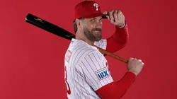 Bryce Harper #3 of the Philadelphia Phillies poses for a portrait during photo day in 2026.