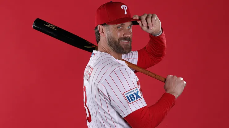 Bryce Harper #3 of the Philadelphia Phillies poses for a portrait during photo day in 2026.