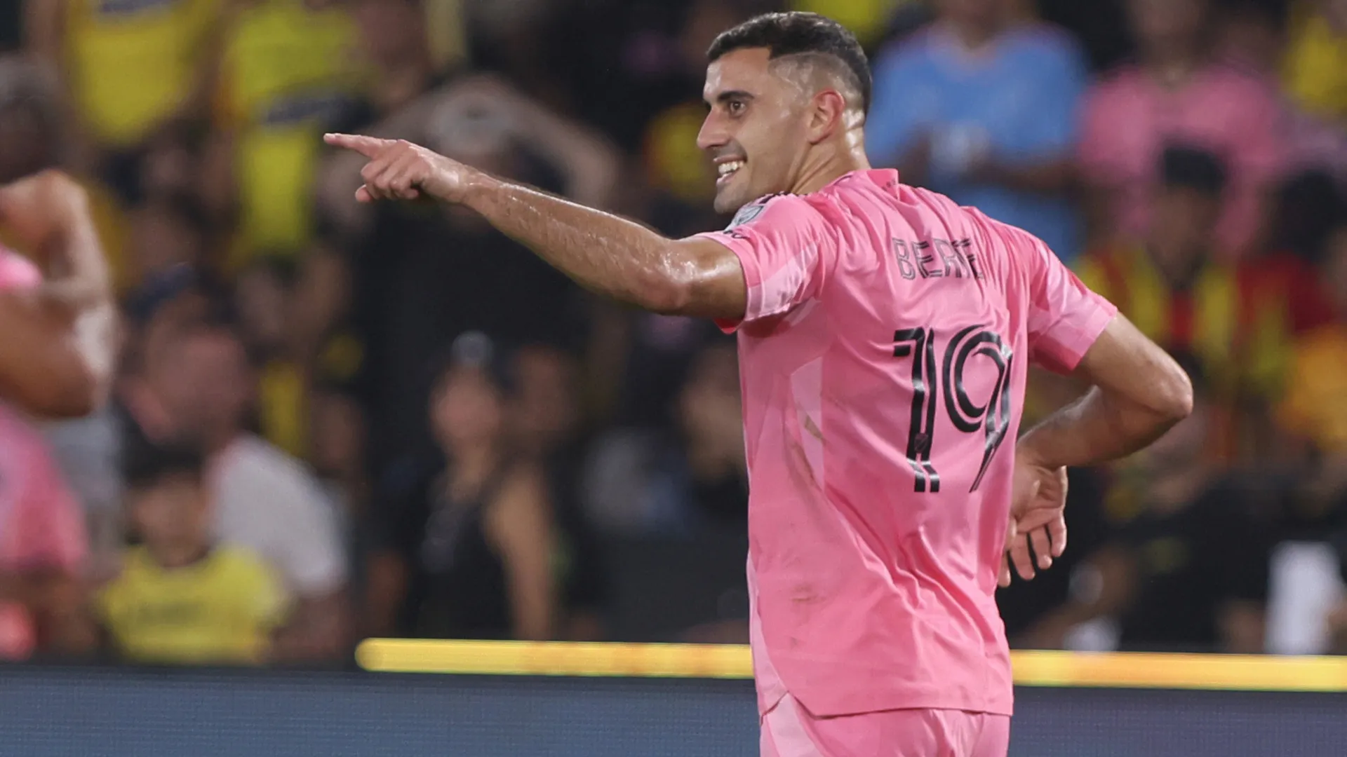 German Berterame celebrates his first goal for Inter Miami. (Getty Images)