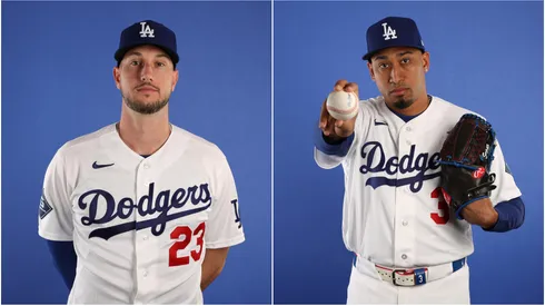 Kyle Tucker and Edwin Díaz of the Dodgers poses for a photo during Photo Day.