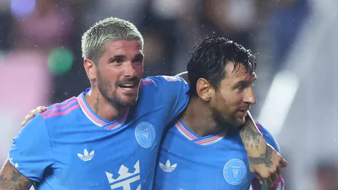 Rodrigo De Paul #7 and Lionel Messi #10 of Inter Miami.