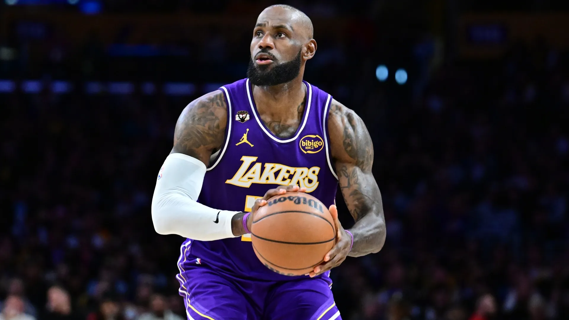 LeBron James looks on