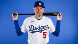 Freddie Freeman #5 of the Los Angeles Dodgers poses.