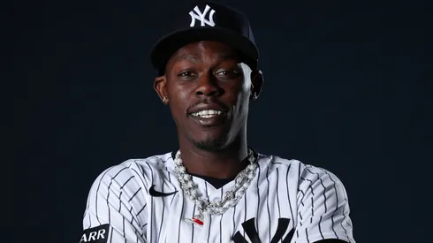 Jazz Chisholm Jr. #13 of the Yankees poses for a photo during Spring Training.
