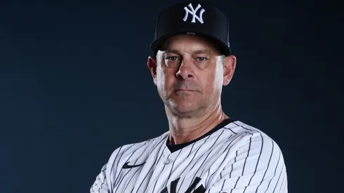 Aaron Boone poses for a photo during New York Yankees Photo Day.