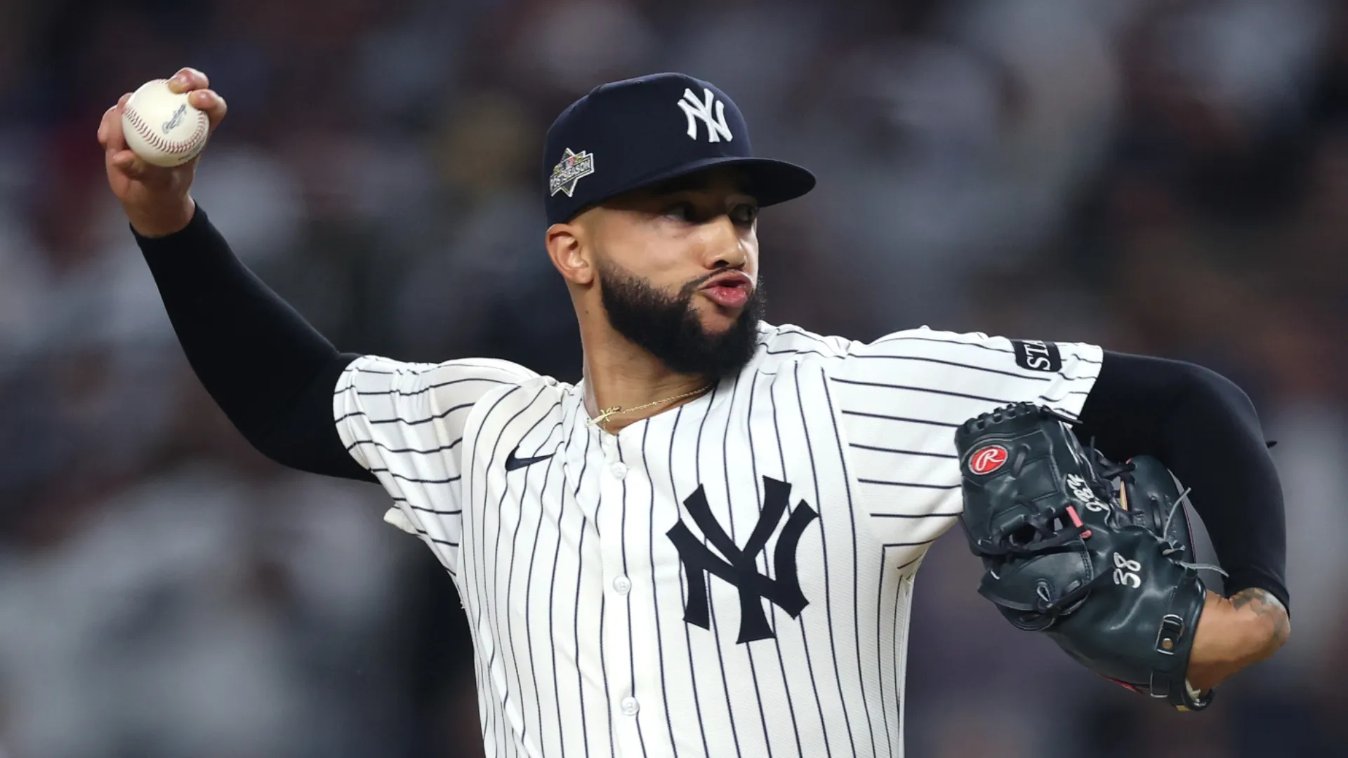 Devin Williams #38 with the Yankees pitches against the Blue Jays.Ishika Samant/Getty Images