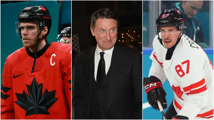 Connor McDavid (left), Wayne Gretzky (middle), and Sidney Crosby (right)