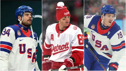 Auston Matthews (left), Patrick Kane (middle), and Matthew Tkachuk (right)