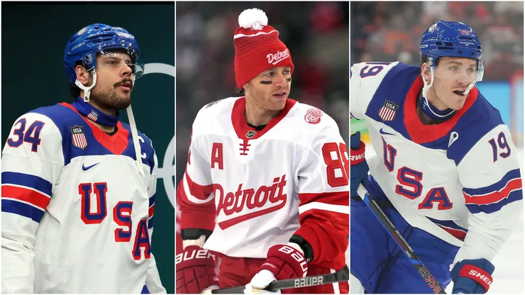 Auston Matthews (left), Patrick Kane (middle), and Matthew Tkachuk (right)
