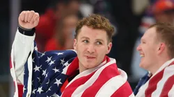 Matthew Tkachuk #19 of Team United States celebrates