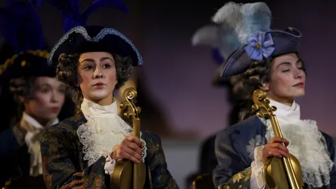An orchestra performs during the Milano Cortina 2026 Winter Olympics Closing Ceremony.