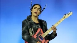 Joan Thiele performs a song during the Milano Cortina 2026 Winter Olympics Closing Ceremony.