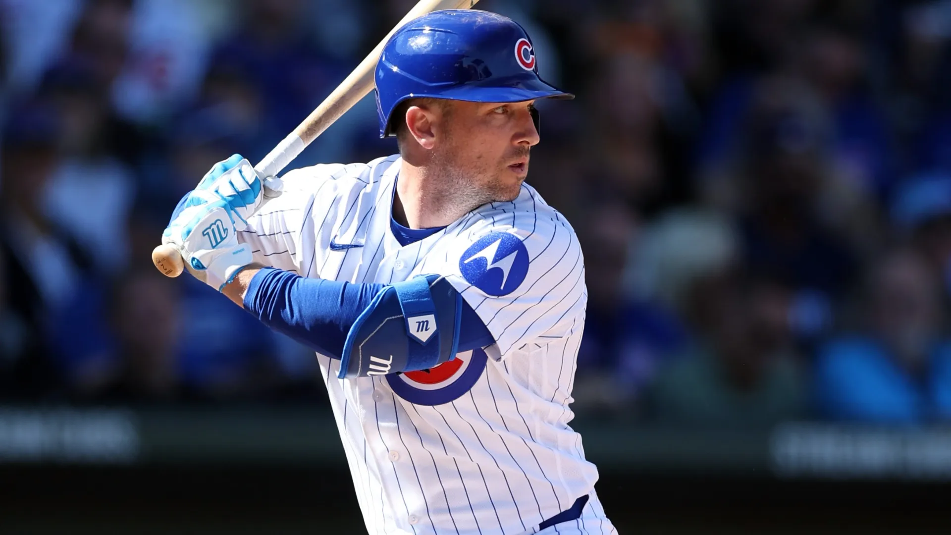 Alex Bregman of the Cubs bats during the third inning of a spring training game (Source: Chris Coduto/Getty Images)