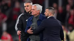 Jose Mourinho, Head Coach of Benfica, is shown a red card.