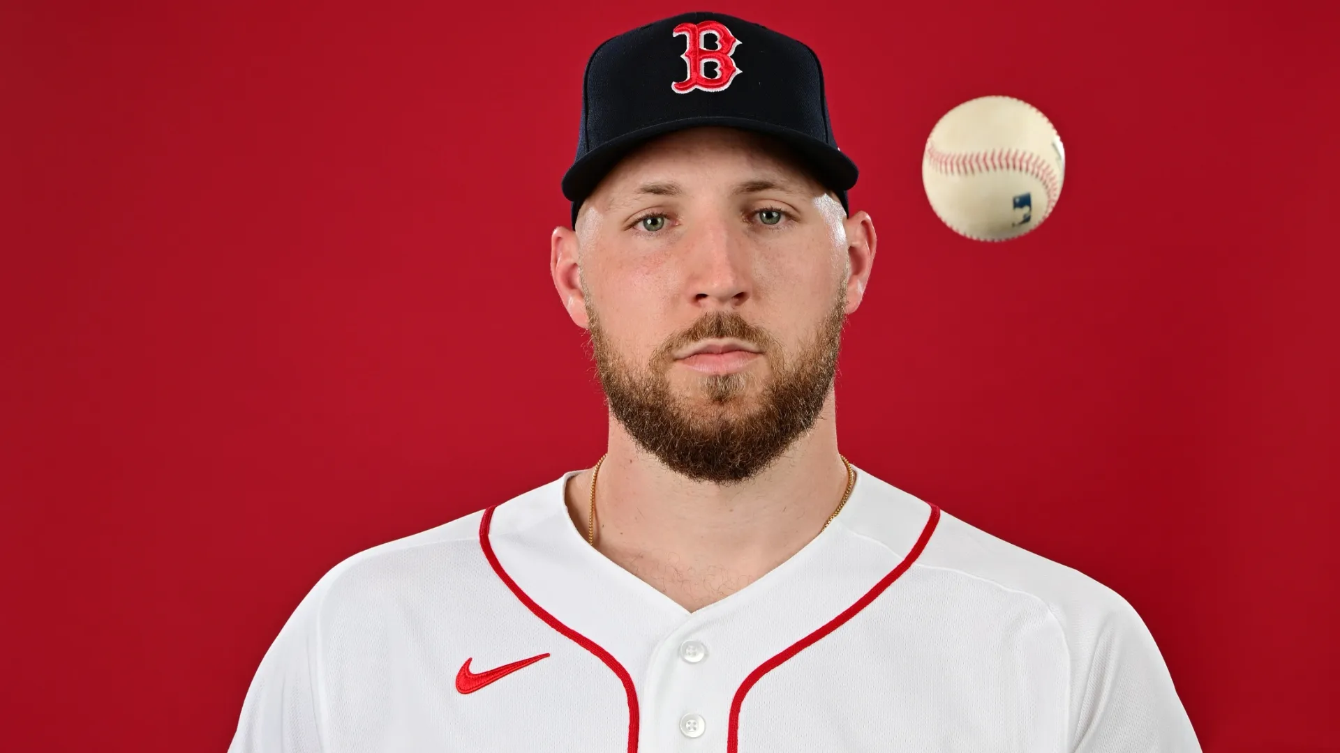 Garrett Crochet poses during the 2026 Boston Red Sox Photo Day (Source: Julio Aguilar/Getty Images)