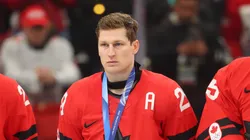 Nathan MacKinnon during the medal ceremony at 2026 Winter Olympics