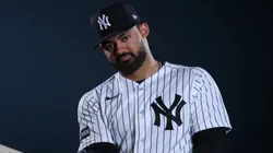 Jasson Dominguez #24 of the New York Yankees poses for a photo.