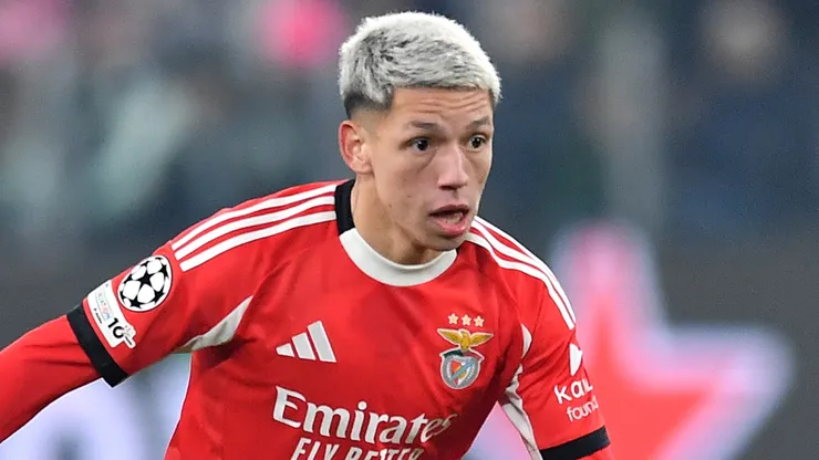 Gianluca Prestianni of Benfica in action during the UEFA Champions League 2025/26 League.