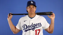 Shohei Ohtani poses for a photo during Los Angeles Dodgers Photo Day in 2026.