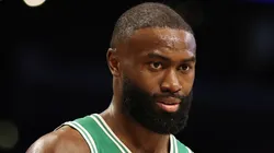 Jaylen Brown of the Celtics reacts during the second half of their game against the Lakers in 2026.