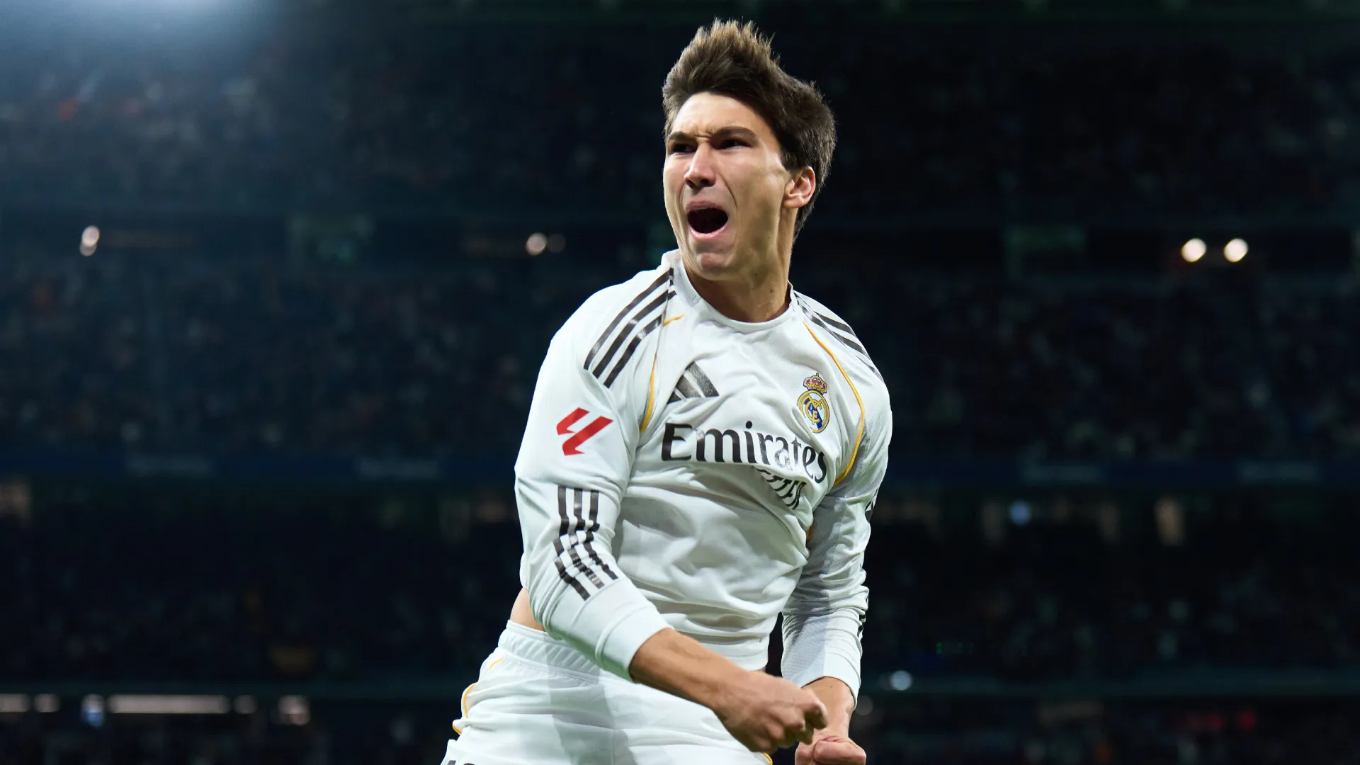 Gonzalo Garcia celebrates a goal for Real Madrid. (Getty Images)