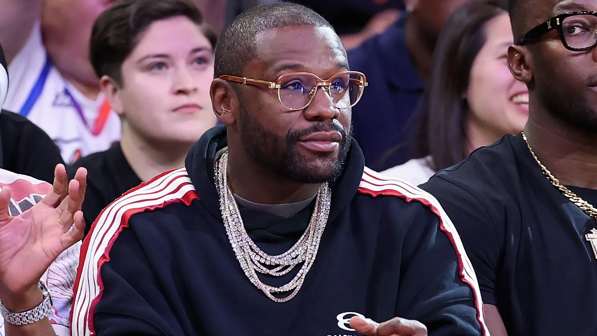 Floyd Mayweather Jr. attends Game Three of the 2025 WNBA Playoffs semifinals. Christian Petersen/Getty Images