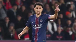 Marquinhos #5 of Paris Saint-Germain reacts.
