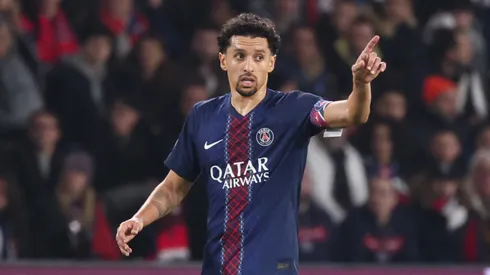 Marquinhos #5 of Paris Saint-Germain reacts.