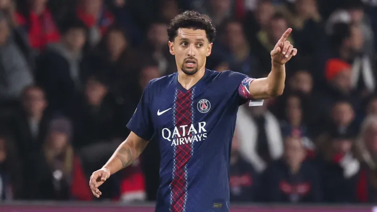 Marquinhos #5 of Paris Saint-Germain reacts.