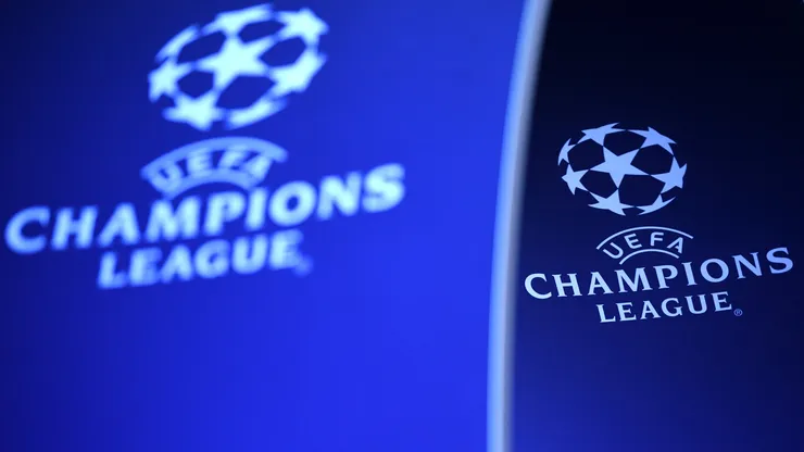 The Champions League logo is seen prior to a Group B match of the UEFA Champions League in 2018.