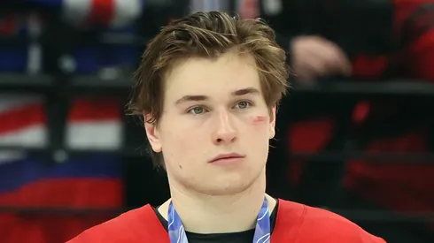 Macklin Celebrini during the Milano Cortina 2026 Winter Olympic games