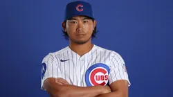 Pitcher Shota Imanaga #18 of the Chicago Cubs poses.