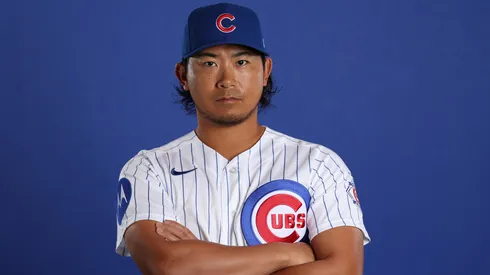 Pitcher Shota Imanaga #18 of the Chicago Cubs poses.