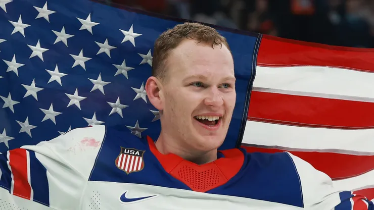 Brady Tkachuk #7 of Team USA at Milano Santagiulia Ice Hockey Arena