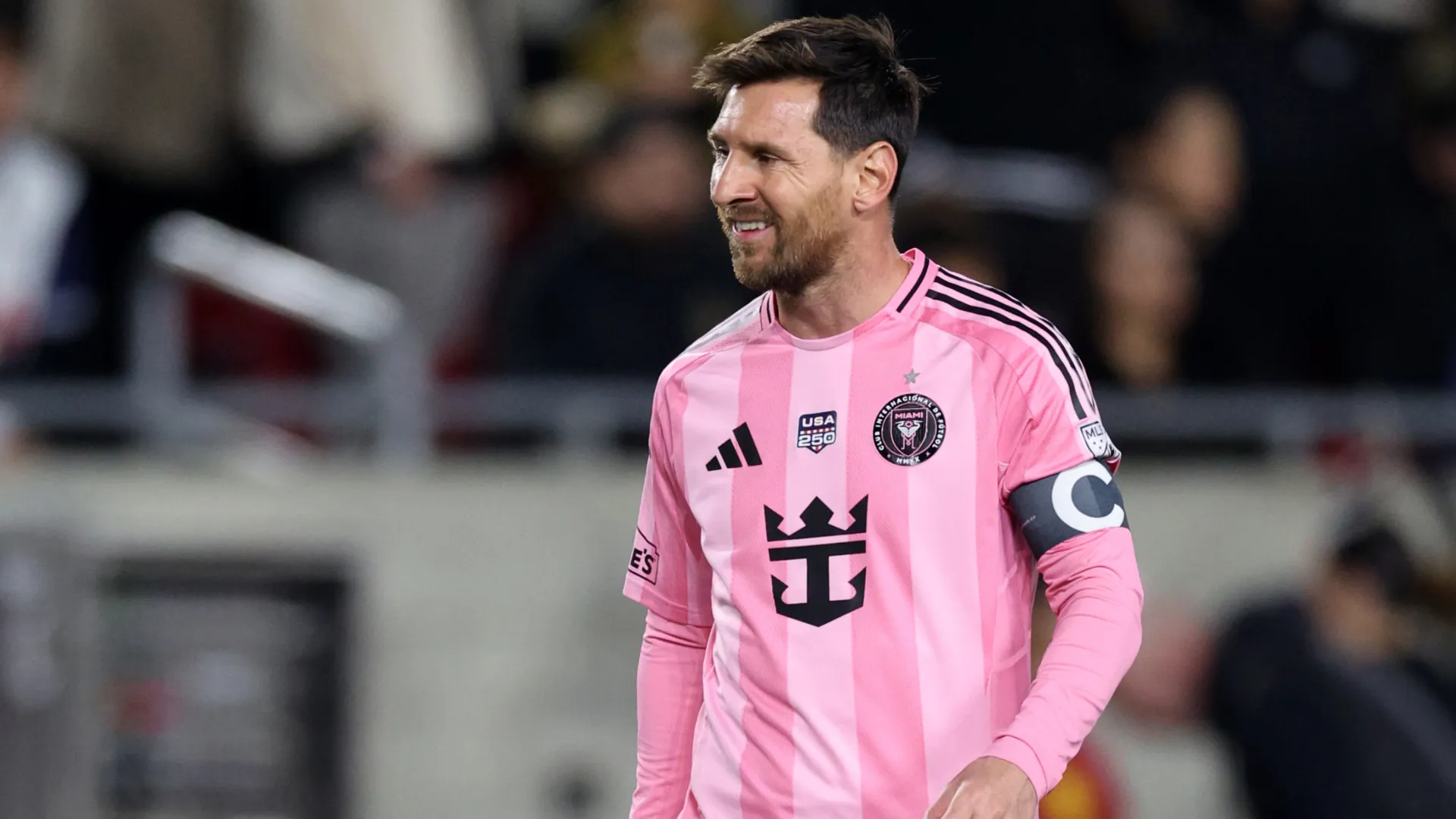 Lionel Messi reacts during the MLS season opener vs LAFC. (Getty Images)