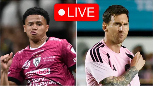 Patrik Mercado of Independiente del Valle and Lionel Messi of Inter Miami.