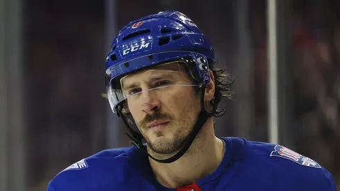 J.T. Miller #8 of the New York Rangers at Madison Square Garden