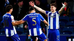 Oskar Pietuszewski celebrates a goal for Porto.