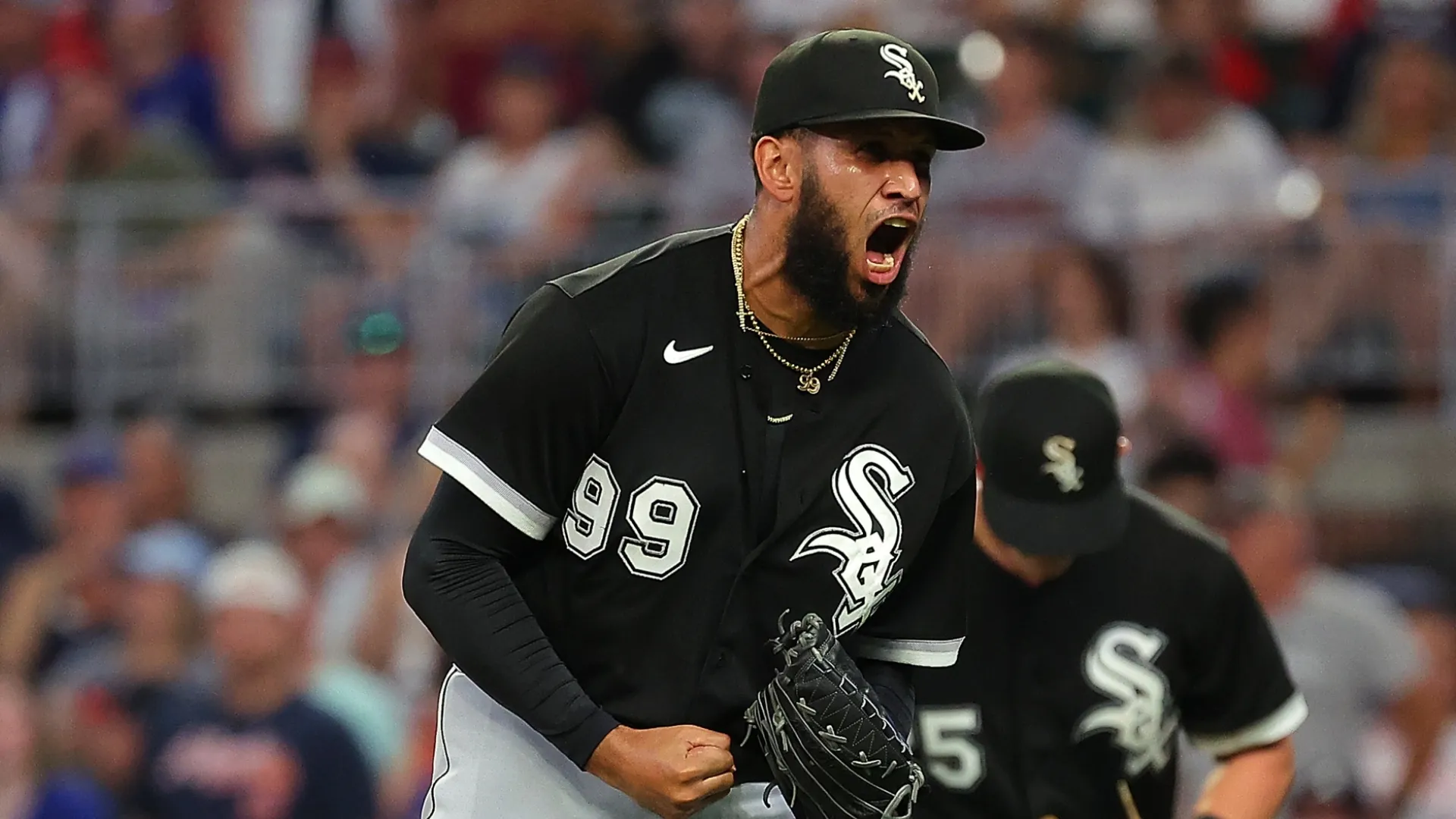 Keynan Middleton #99 with the White Sox reacts after the end the inning. Kevin C. Cox/Getty Images